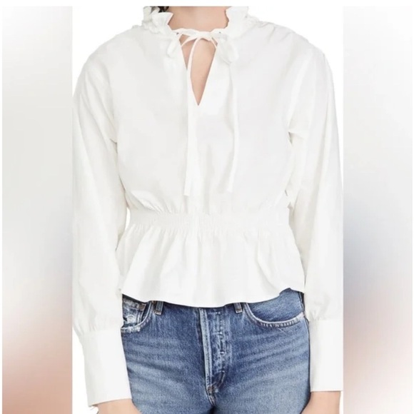 Rebecca Taylor Women's White Peplum Top - Picture 2 of 14